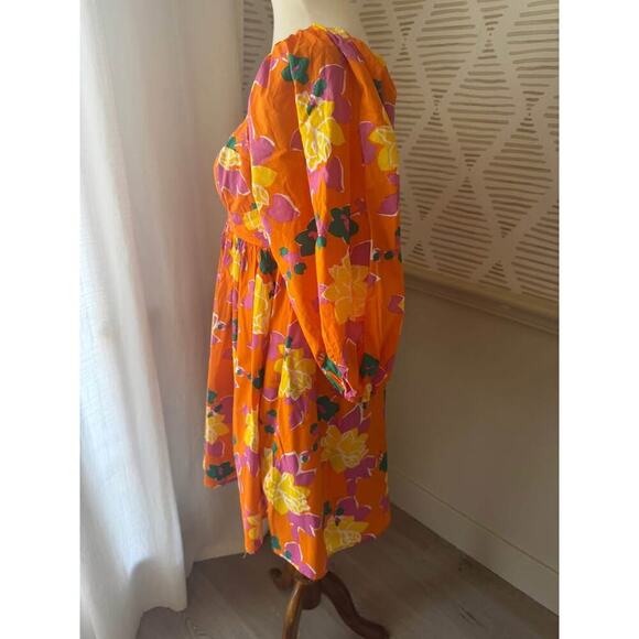 Altar’d State Women’s Medium Orange Floral Smocked Mini Dress - Picture 4 of 6